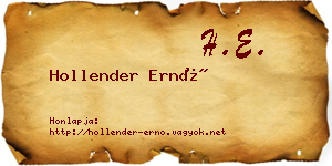 Hollender Ernő névjegykártya
